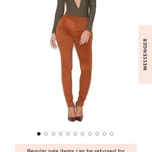 Brown Suedette Leggings